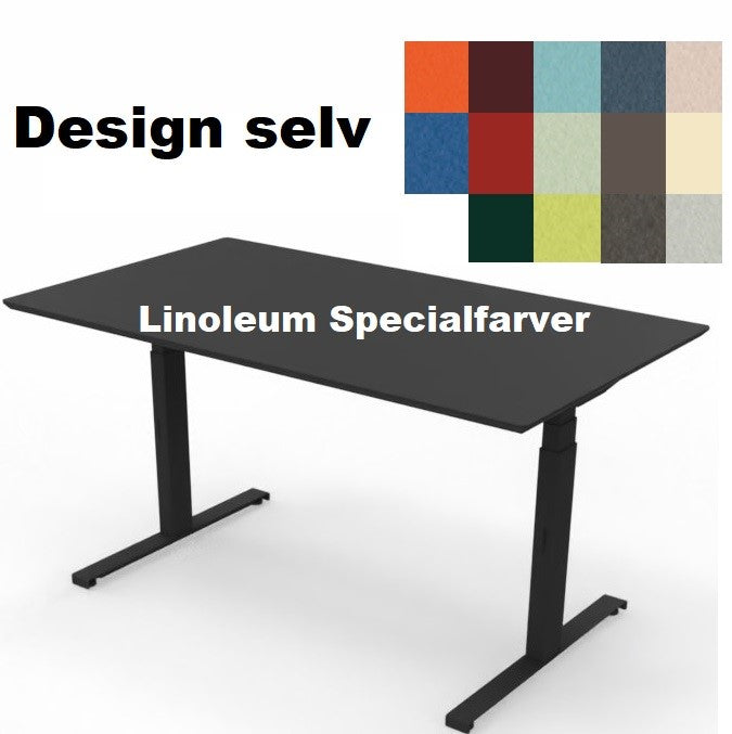 NYT Linak hæve/sænkebord med linoleum bordplade - Specialfarve