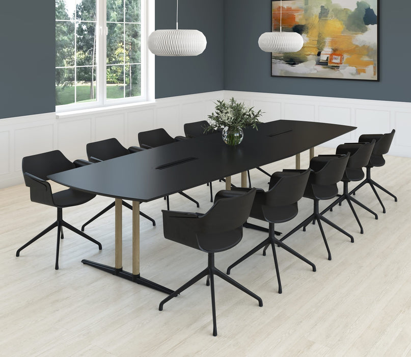 Fumac Switch Executive mødebord med bådformet linoleum bordplade