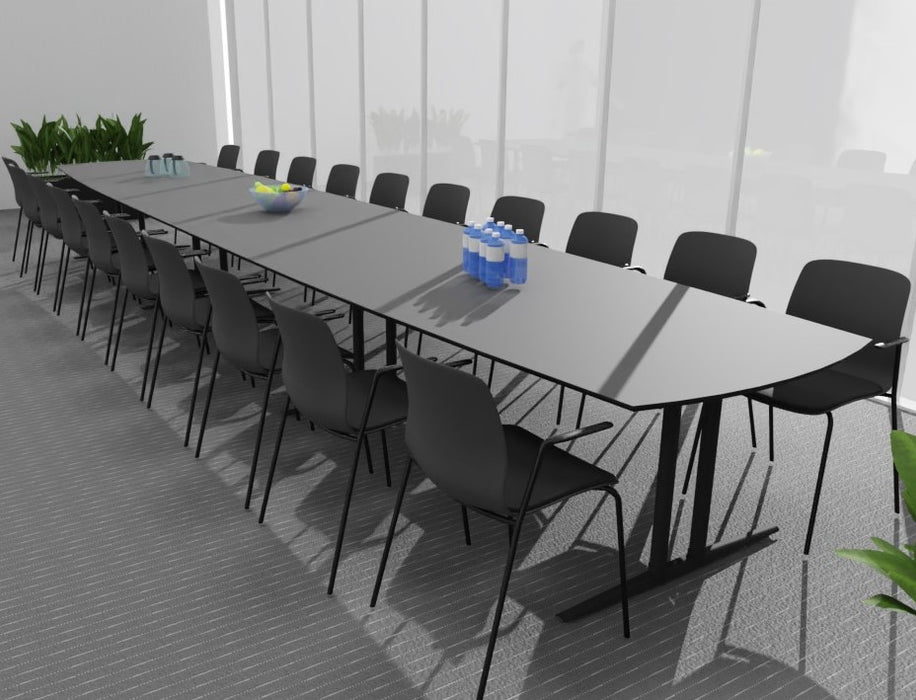 Fumac Switch Executive mødebord med bådformet linoleum bordplade